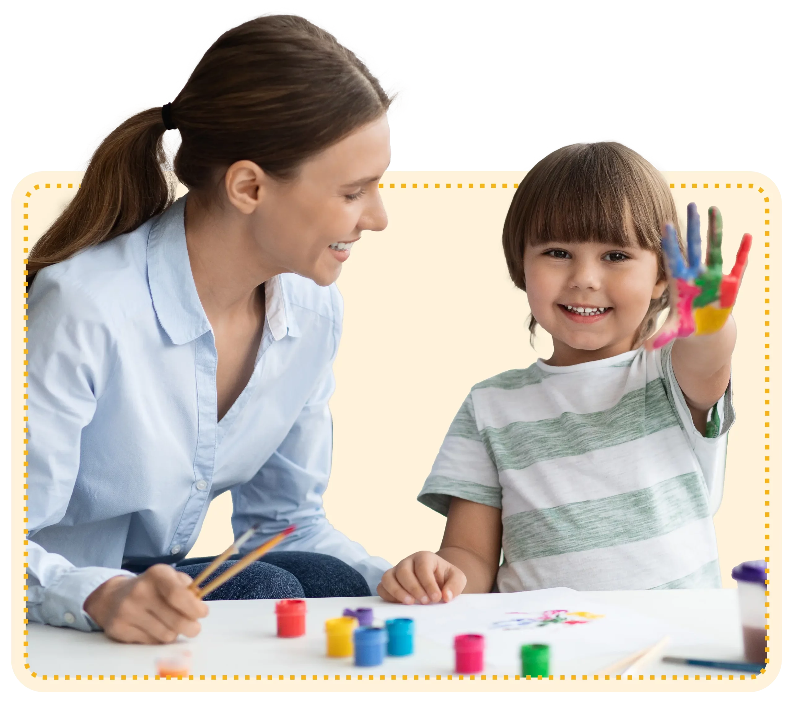 Therapist painting with child scaled